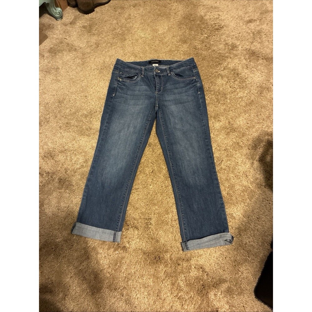 White House Black Market Feel Beautiful Cuffed Cropped Capri Jeans Ladies Sz 6